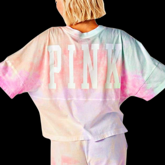 PINK Tie-dye Crop Tee shirt - Picture 2 of 6